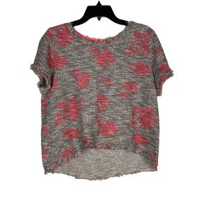Cato Grey/Pink Floral High Low 100% Cotton Top-Large